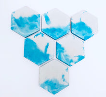 Hexagon Coasters in  Blue Marble