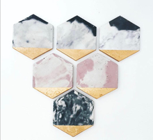 Hexagon Coasters in Pink Marble